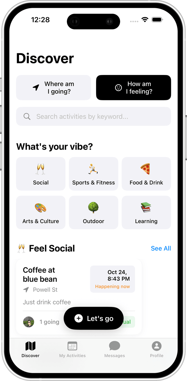 Filter activities by category